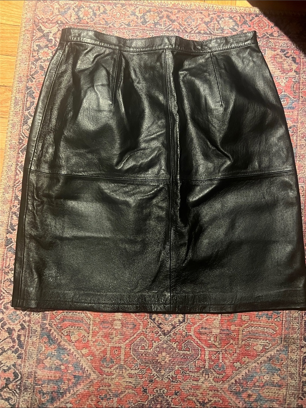 Black genuine Leather Pencil Skirt